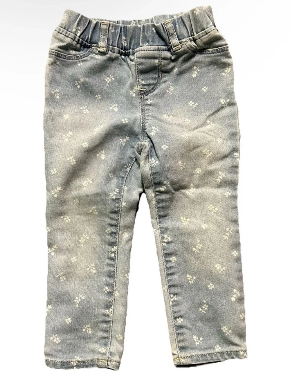 Toddler Girl Denim Gap Jegging Floral Print Size 2T Pull On Elastic Waist